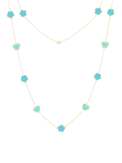 Jan-kou Women's Flower & Butterfly 14k Goldplated & Synthetic Turquoise Necklace