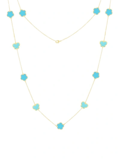Jan-kou Jankuo Women's Flower & Butterfly 14k Goldplated & Synthetic Turquoise Necklace