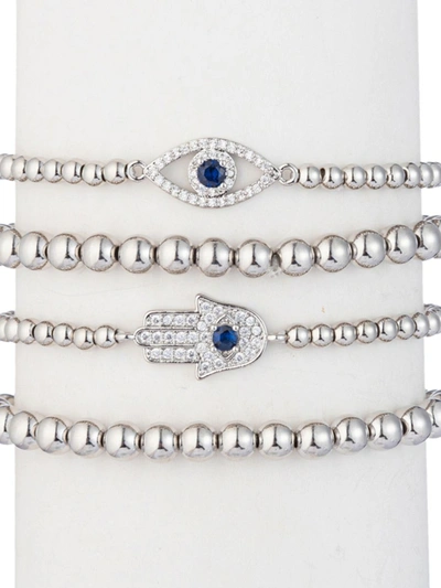 Eye Candy La Women's Luxe Heena 4-piece Hamsa & Evil-eye Beaded Bracelet Set In Neutral