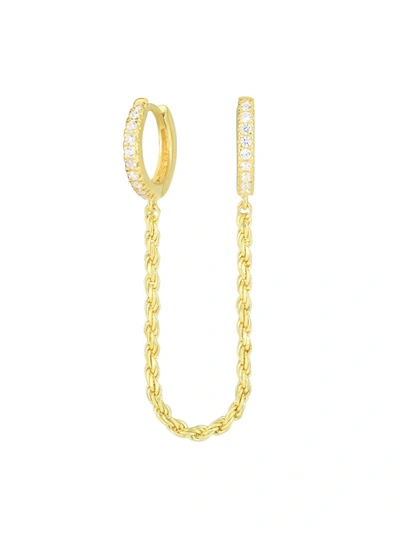 Chloe & Madison Women's Gold Vermeil & Cubic Zirconia Single Rope-chain Double Piercing Earring