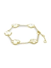 Jan-kou Jankuo Women's Flower & Butterfly 14k Goldplated & Mother Of Pearl Bracelet In Brass