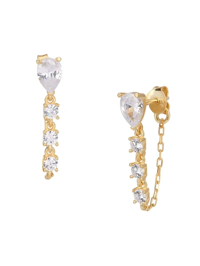 Gabi Rielle Women's Love Is Love Teardrop Crystal Frontback Earrings In Gold
