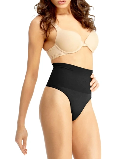 Memoi Women's High-waisted Seamless Shaping Thong In Black