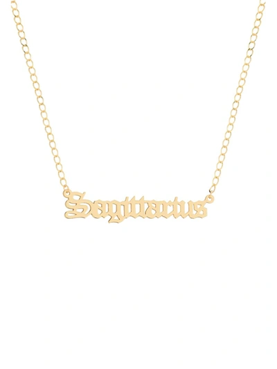 Gabi Rielle Women's Happy Me 14k Goldplated Sterling Silver Zodiac Gothic Script Necklace In Sagittarius