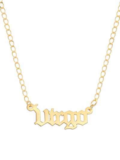 Gabi Rielle Women's Happy Me 14k Goldplated Sterling Silver Zodiac Gothic Script Necklace In Virgo