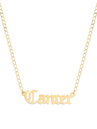 Gabi Rielle Women's Happy Me 14k Goldplated Sterling Silver Zodiac Gothic Script Necklace In Cancer