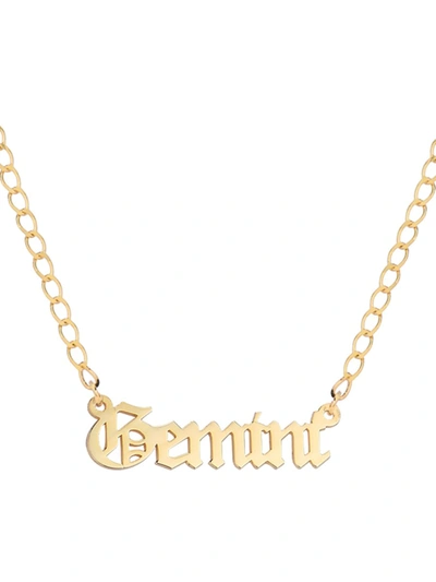 Gabi Rielle Women's Happy Me 14k Goldplated Sterling Silver Zodiac Gothic Script Necklace In Gemini