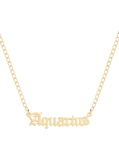 Gabi Rielle Women's Happy Me 14k Goldplated Sterling Silver Zodiac Gothic Script Necklace In Aquarius