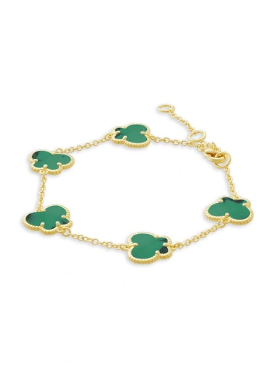 Jan-kou Women's Butterfly 14k Goldplated & Synthetic Emerald Bracelet
