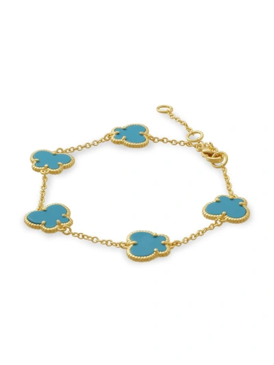 Jan-kou Women's Butterfly 14k Goldplated & Synthetic Turquoise Bracelet