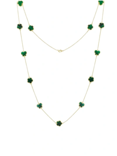 Jan-kou Women's Flower & Butterfly 14k Goldplated & Synthetic Emerald Multi Strand Necklace