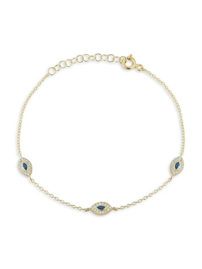 Chloe & Madison Women's 14k Goldplated Sterling Silver & Cubic Zirconia Evil Eye Anklet