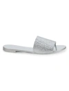 Giuseppe Zanotti Adelia Flat Swarovski Crystal Suede Sandals In Bianco
