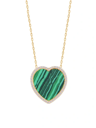 Gabi Rielle Love Is Declared 14k Over Silver Malachite Crystal Pendant Necklace In Gold