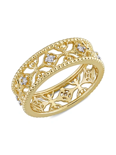 Saks Fifth Avenue Women's 14k Yellow Gold & Diamond Band Ring/size 8