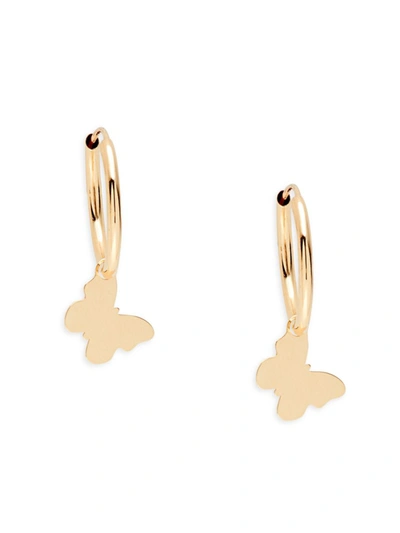 Saks Fifth Avenue Made In Italy Women's 14k Yellow Gold Butterfly Drop Earrings