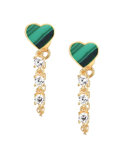 Gabi Rielle Women's 14k Gold Vermeil, Malachite & Cubic Zirconia Dangle Earrings