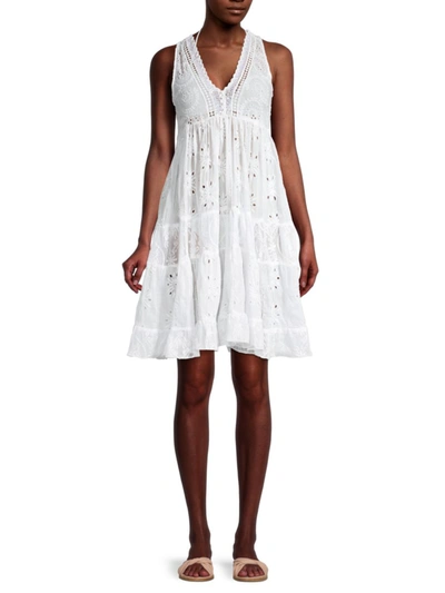 Ranee's Women's Eyelet Tiered Cover-up Dress In White