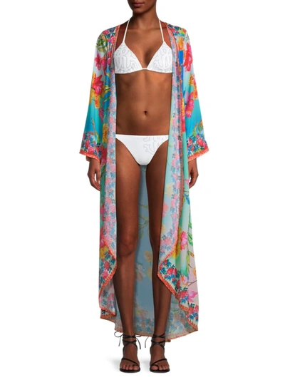 Ranee's Women's Duster Embellished Floral Kimono Cover-up In Ombre