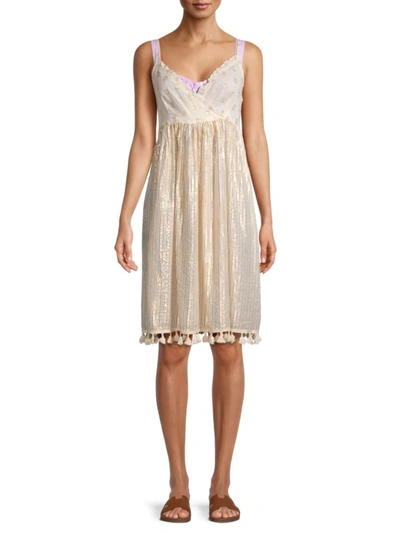 Ranee's Women's Surplice Striped Cover-up Dress In White