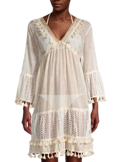 Ranee's Women's Sheer Tiered Cover-up Dress In White