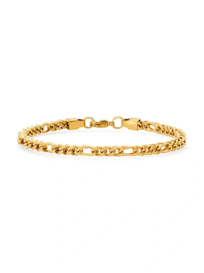 Anthony Jacobs Men's 18k Gold Plated Figaro Chain Bracelet