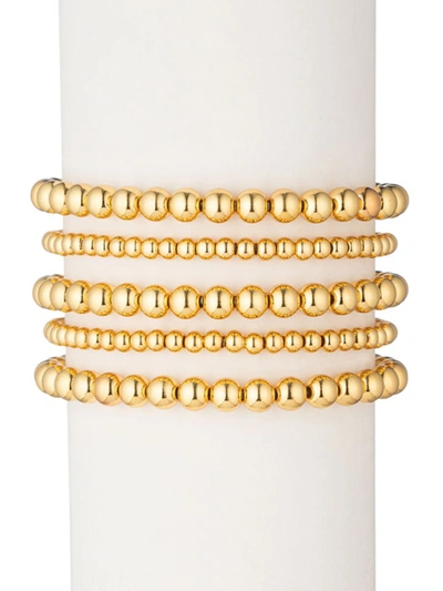 Eye Candy La Women's Luxe 4-piece Emma 18k Goldplated Beaded Bracelet Set In Brass