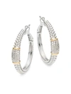 Effy Women's Sterling Silver, 18k Yellow Gold & Diamond Hoop Earrings In Silver