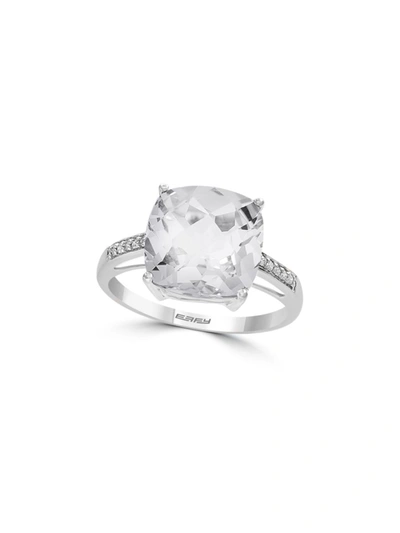 Effy Women's April 14k White Gold, White Topaz & Diamond Solitaire Ring