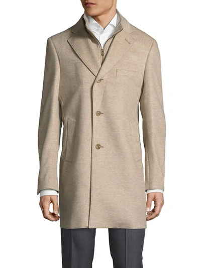 Saks Fifth Avenue Made In Italy Men's Cash Wool Car Coat In Oatmeal