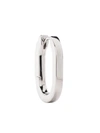 Maria Black White Rhodium-plated Woods Single Huggie Hoop Earring In Silver