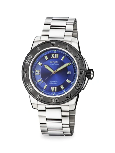 Gevril Men's Seacloud 45mm Stainless Steel Automatic Diver Watch In Sapphire