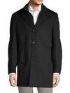 Saks Fifth Avenue Made In Italy Men's Modern Fit Wool Blend Car Coat With Bib In Caviar