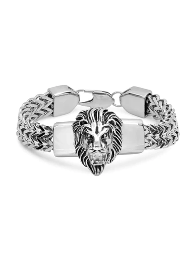 Anthony Jacobs Men's Stainless Steel Lion Head Bracelet In Neutral