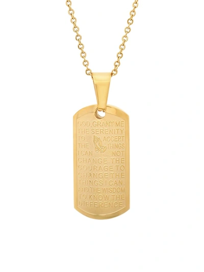 Anthony Jacobs Men's 18k Gold Plated Serenity Prayer Pendant Necklace