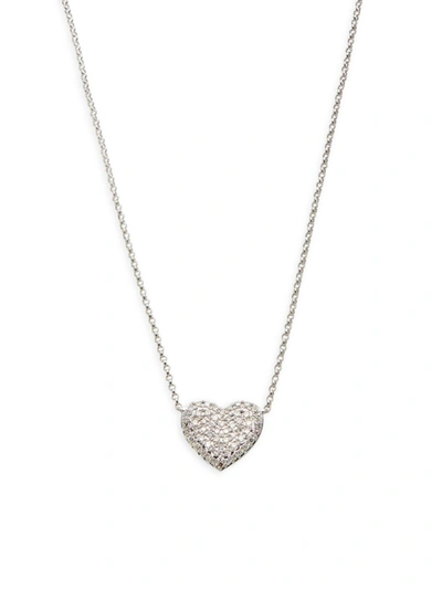 Effy Women's 14k White Gold & Diamond Heart Pendant Necklace