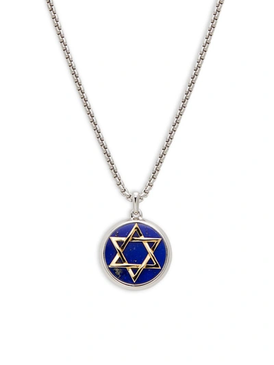 Effy Women's Goldplated Sterling Silver, Sterling Silver & Lapis Star Of David Pendant Necklace