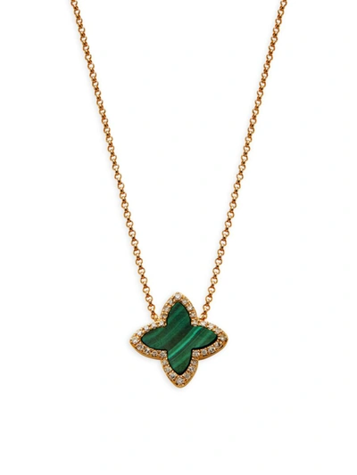 Effy Women's 14k Yellow Gold, Malachite & Diamond Pendant Necklace