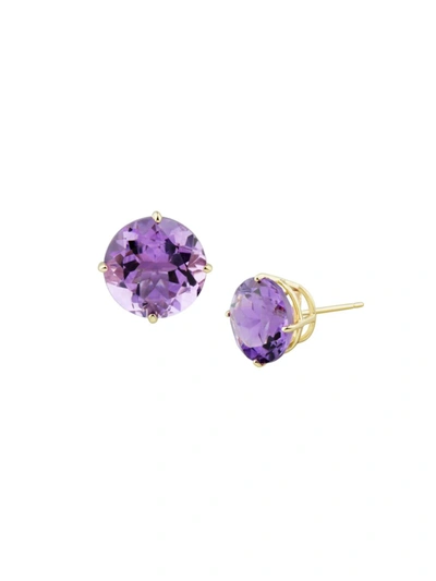 Saks Fifth Avenue Women's 14k Yellow Gold & Amethyst Round Stud Earrings