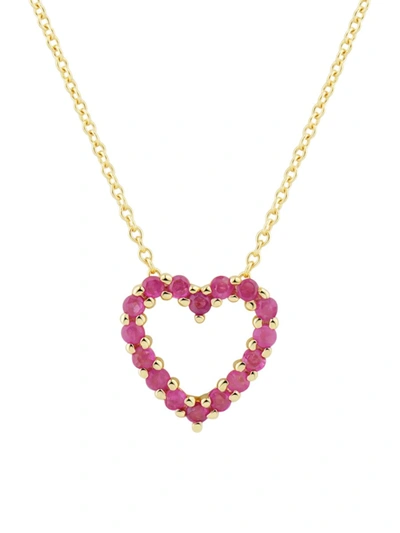 Saks Fifth Avenue Women's 14k Yellow Gold & Ruby Heart Pendant Necklace