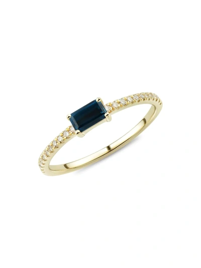 Saks Fifth Avenue Women's 14k Yellow Gold, London Blue Topaz & Diamond Ring