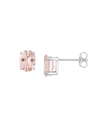 SONATINA WOMEN'S 14K WHITE GOLD & MORGANITE OVAL STUD EARRINGS