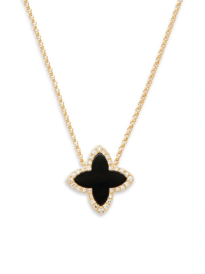 Effy Women's 14k Yellow Gold, Onyx & Diamond Pendant Necklace