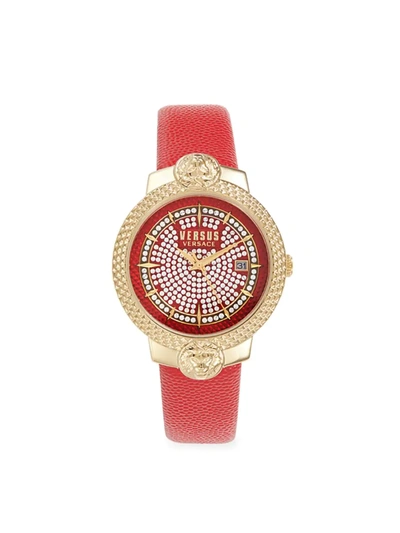 Versus Women's Stainless Steel, Crystal & Leather Strap Watch In Red