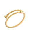 Eye Candy La Men's Leo Goldtone Titanium Cable Spike Cuff Bracelet In Neutral