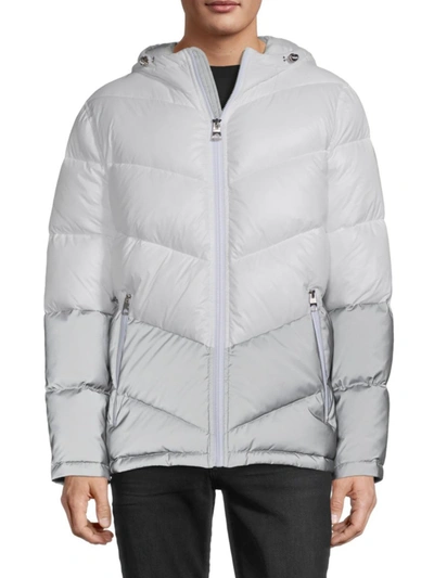 Guess Men's Colorblock Puffer Jacket In White