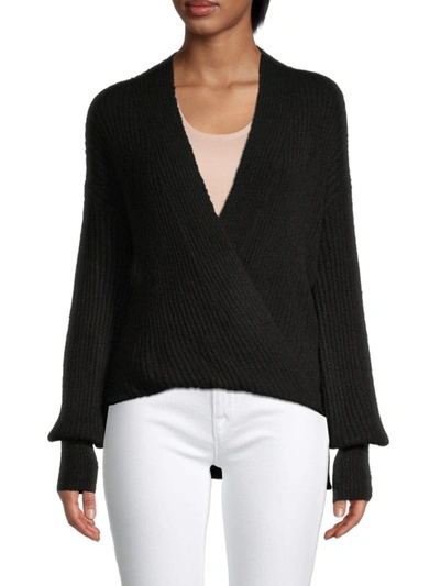 Max Studio Women s Ribbed Knit Wrap Sweater In Black ModeSens