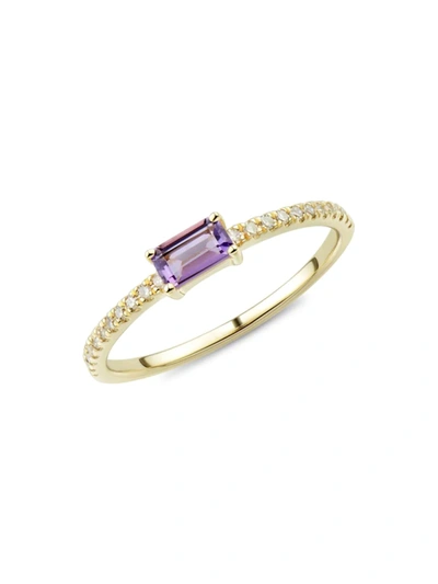 Saks Fifth Avenue Women's 14k Yellow Gold, Amethyst & Diamond Ring