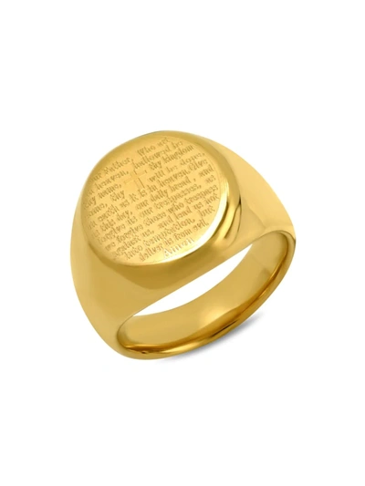 Anthony Jacobs Men's 18k Goldplated Our Father English Prayer Ring In Neutral
