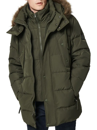 Marc New York Men's Tremont Down Parka With Faux Fur Trimmed Removable Hood In Forest